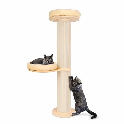 PET VIOLET Kratzbaum 126 cm – Katzenbaum mit Premium Sisal Säulen, Beige