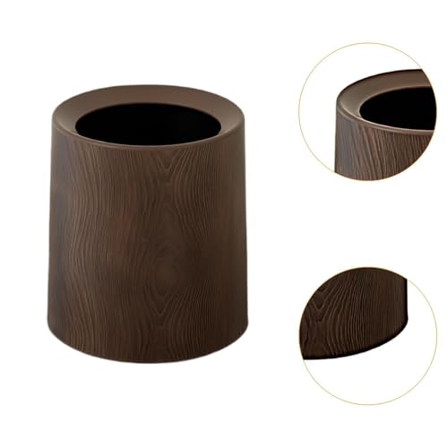 Papelera de imitación madera sin base de PP resistente y elegante para salón 3