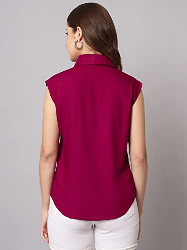 Image of FUNDAY FASHION Women's Rayon Blend Regular Fit Solid Casual Sleevesless Shirt (Pack of 2)
