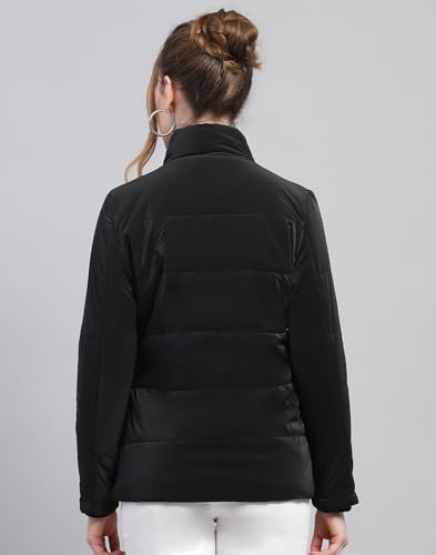 Image of Monte Carlo Womens Regular Fit Full Sleeve Collared Solid Winter Puffer Jacket Made From Blend Poly