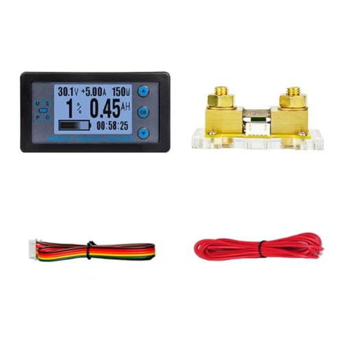 Gujdnhderq DC 8-120Vデジタルエネルギーメーター多機能クーロンバムメーター電圧計電力計バッテリーテスターシャント300A