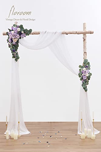 Floroom Arch Flowers With Drapes Kit (Pack Of 4) - 2Pcs Artificial Lilac Lavender Purple Floral Swag Arrangement With 2Pcs Draping Fabric For Wedding Ceremony Arbor And Reception Backdrop Decoration #TOP1