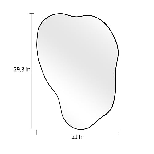 POZINO Asymmetrical Mirror, Black Irregular Mirrors, Cloud Shaped Mirrors, Unique Modern Frameless Mirror for Living Room Bathroom Bedroom Entryway Fireplace,30"x20.5"