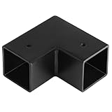 MOUNTAIN_ARK 4 Pack 1-1/2' Black Square Tube Connector, 2 Way L Shaped Fitting, Elbow Corner Pipe Clamps for Fence Rail, 2.6 mm Thick