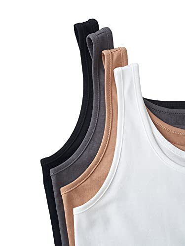 Shein Women's 4 Packs Scoop Neck Solid Crop Tank Top Sleeveless Shirt Vest Multicoloured Small #TOP2