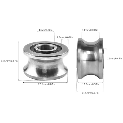 5Pcs Deep U Groove Ball Track Guide Bearing, Stainless Steel Bearing Pulley Wheel Bearings Wheel Wire Rope Pulley