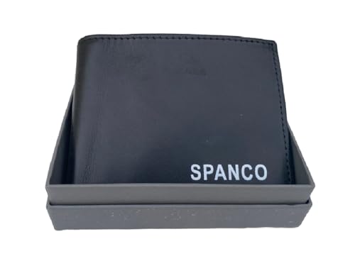 Image of SPANCO Genuine Leather Men's Wallet - (Bifold) (Black) (Card Carry Pockets : 6) (ID Window : 1) (Secret Compartments : 3) (Money Compartments : 2)