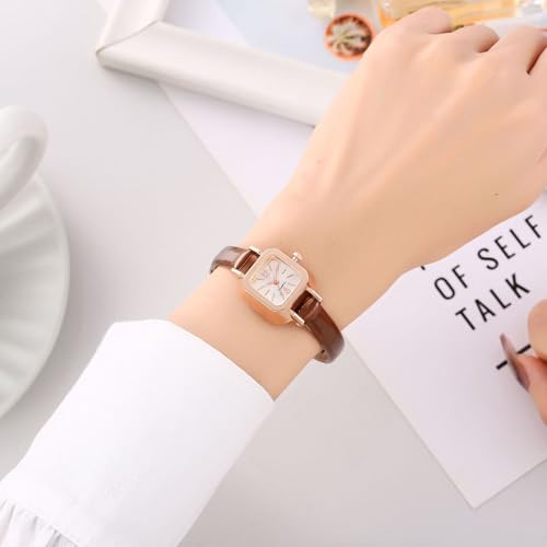 Image of carl vinson Women's Small Square Dial Quartz Watch | Slim Leather Strap Ladies Wristwatch | 22mm Dial
