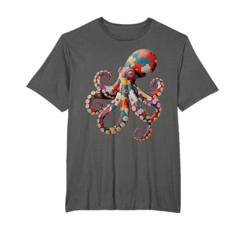 Pulpo Flores Flores Calamar Kraken Buceo Vintage Camiseta