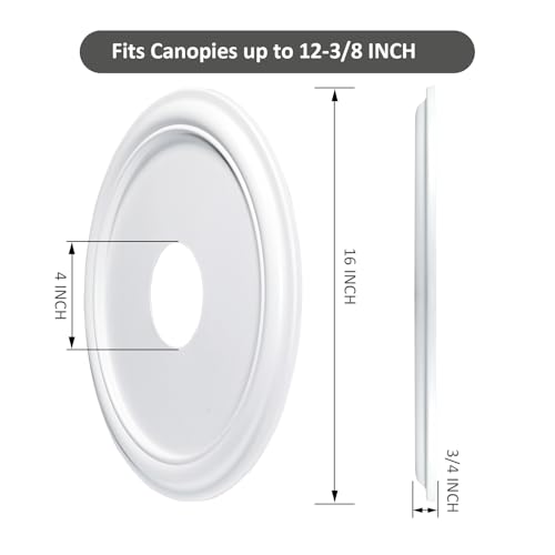 Image of Molded Nylon Ceiling Medallion for Light Fixtures and Ceiling Fans White 16 inchOD x 4 inchID x 3 /4 inchP (Fits Canopies up to 12-3 /8 inch)