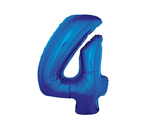 Lot de 12 - Ballon Chiffre '4' en Aluminium Bleu 1m