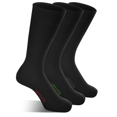 Lamouvre 7 Pairs Bamboo Wool Cotton Black Business Dress Socks for Men Women Breathable Moisture Wicking Durable Socks
