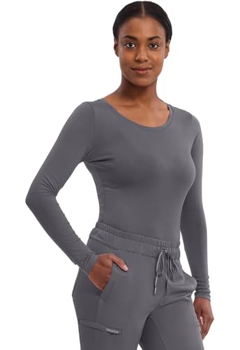Image of Healing Hands Underscrub Long Sleeve Women Knits Scrub Tops | Soft Cotton Blend Knit, Breathable Stretch Comfort, Machine Wash, Easy Care Fabric, Ideal For Layering Under Scrubs