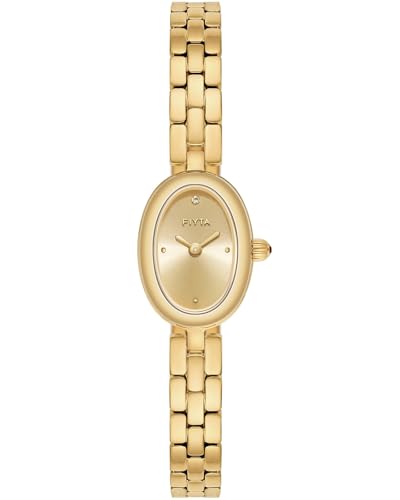 FIYTA Womens Watch - Elegant Gold Small Oval Vintage Watch Sapphire Crystal 30M Water Resistant 316L Stainless Steel Dainty Bracelet Luxury Gift for Her