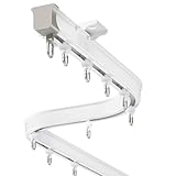Biegbare Aluminium-Vorhangschiene für Decken, 3,5 m, ideal für Wohnzimmer, Schlafzimmer und Duschabtrennungen, Haken-Design für einfache Installation