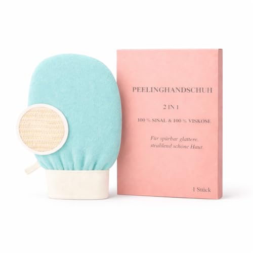 Peelinghandschuh-doppelseitig Premium 2 in 1 aus Viskose und Sisal für Körperpflege, intensives Körperpeeling für glatte Haut, aus natürlichen Materialien, umweltfreundlich, für alle Hauttypen.