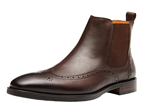 Santimon Men's Chelsea Boots Leather Formal Dress Boots For Men Business Casual Wingtip Ankle Boots