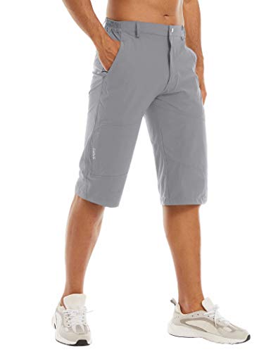 BIYLACLESEN Work Shorts for Men Army Shorts Cargo Pants Quick Dry Hunting Shorts Tactical Shorts Mens Hiking Shorts Multi-Pockets Light Grey