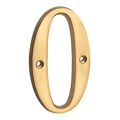 HASWARE House Number Sign 4 inch (10 cm) Polished Brass Finish Stylish Curvy Modern...