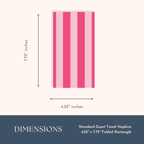 Image of Bonjour Fete Hot Pink Cabana Stripe Guest Towels, Pack of 20, 4.25x7.75 inch