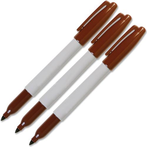Morezmore M00452-3 3pc Fine Point Permanent Marker Brown