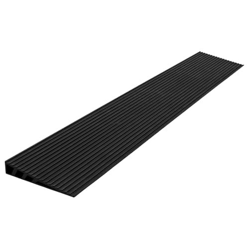 Threshold Ramp, 100cm Wide Non-Slip Wheelchair Ramp, Self Adhesive PVC Threshold Ramp for Wheelchairs, Carts, Scooters, Sweeping Robots (Black, 1.5 cm)