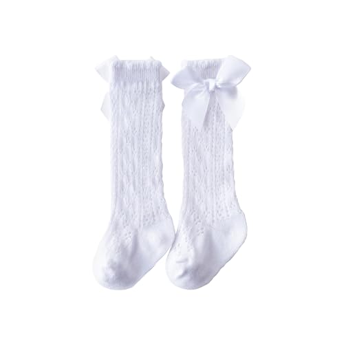 Baby Girls Knee High Socks Breathable Cutout Mesh Cute Bows Dress Socks Newborn Stockings Clothing Accessories