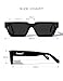 Roneyee Rectangle Sunglasses Men Womens Trendy Retro Sunglass UV Protection Fashion Acetate Stylish Square (Black)