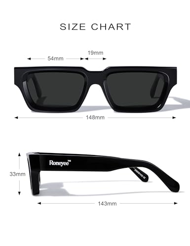 Image of Roneyee Rectangle Sunglasses Men Women Trendy Retro Sunglass UV Protection Fashion Acetate Stylish Square