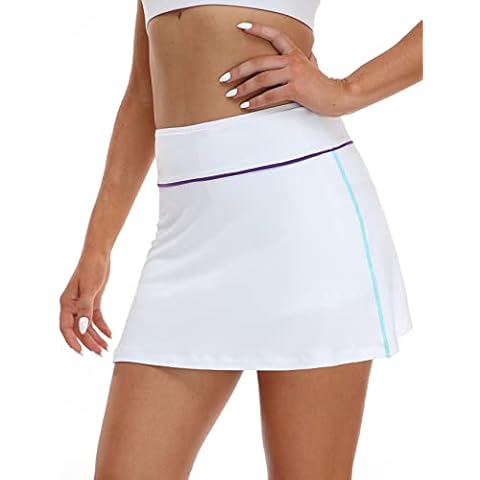 Inno Damen Tennisröcke mit 3 Taschen, hohe Taille, 38,1 cm, 50,8 cm, 38,1 cm, weiß, Groß Cover