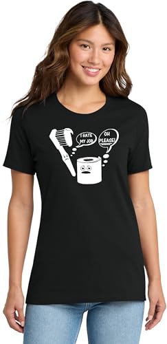 Image of I Hate My Job Toothbrush Toilet Paper Funny Top Toothbrush Toilet Paper Humor Graphic Cotton Tee Adult Youth Tall Men Women