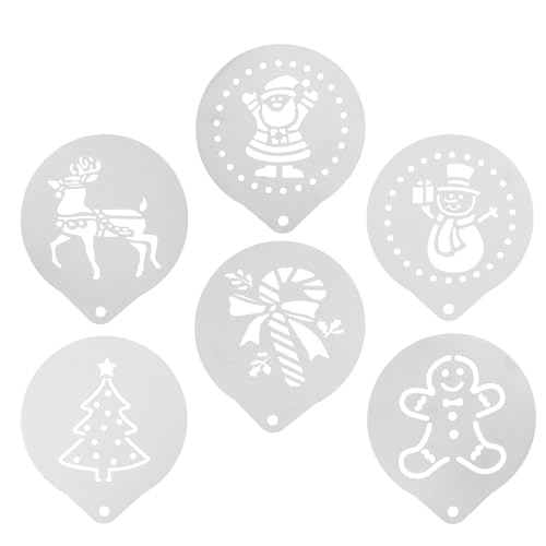 NULYLU 6pcs Coffee Art Templates for Cappuccino - Stainless Steel Creative Lovely Designs for Home and Kitchen, Milk Tea Shops