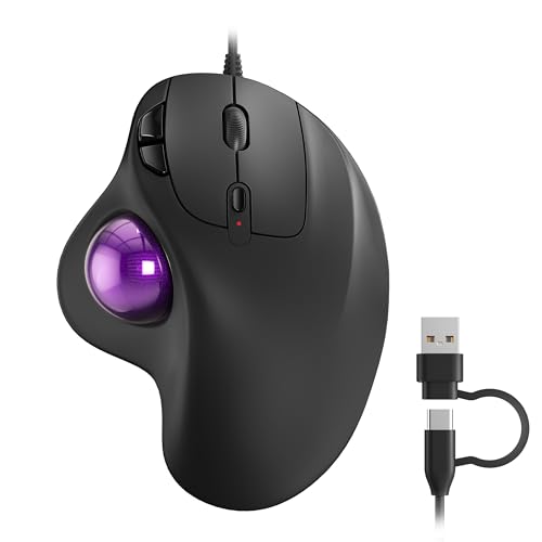 Nulea Mouse trackball M509 cablato, design ergonomico, facile controllo del