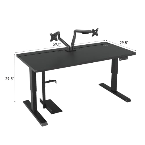 60" Electric Standing Desk with Power Outlets& USB, Computer Workstations Desk with Monitor Mount and PC Tower Holder, Height Adjustable Sit-Stand Office Desk for Home Office, Black - Image 2