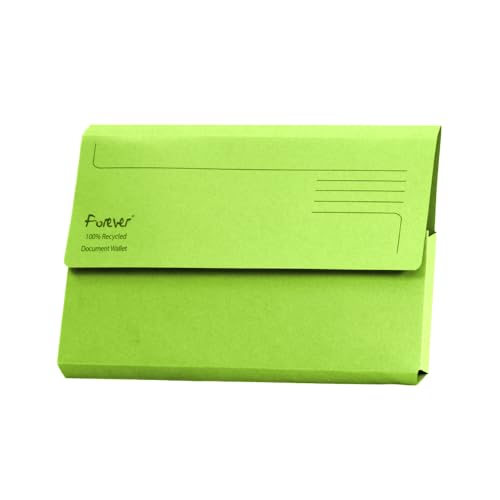 Exacompta Forever Document Wallets - Perfect for Storing Documents - Recycled 290 gsm Board - 34.5 x 24.5 cm in Size - A4/Foolscap - Green - Pack of 25.