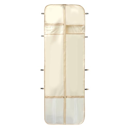 Travel Wedding Dress Garment Bag, 300D Oxford Cloth Suit Protector Dust Cover, Multi Pocket Foldable Gown Bag for Women Wedding Dress Suit(Beige)