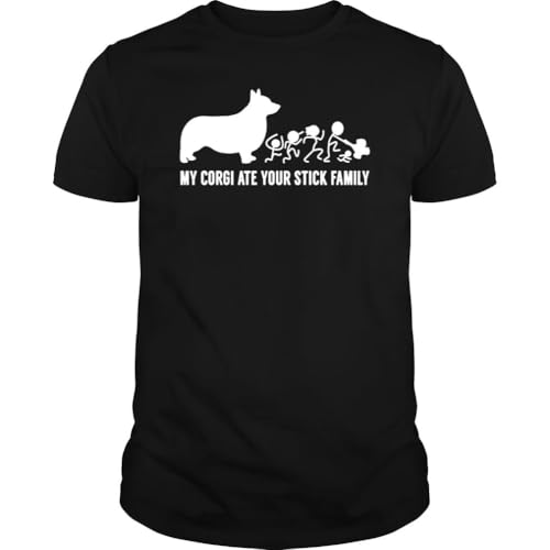 My Corgi Dog Ate Your Stick Family Unisex T-Shirt Black