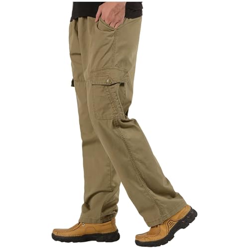 Zipper Cargo Pants for Men Casual Drawstring Elastic Waist Sports Pocket Long Trousers Solid Color Cargo Pants3