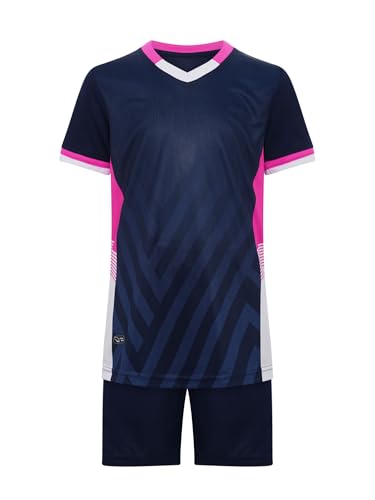 Kids Boys Sports Set V-Neck Short Sleeve T-Shirt with Shorts for Football Training and Volleyball Matches3