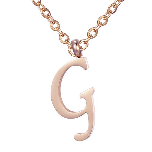 Morella Women's Stainless Steel Necklace Rose Gold with Pendant Letter G
