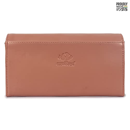 Image of The Clownfish Laura Collection Womens Wallet Clutch Ladies Purse with Multiple Card Slots (Apricot)