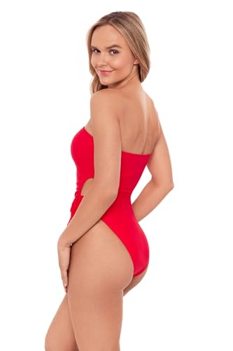 Sports Illustrated Women's Strapless One Piece W/Adjustable Side Cutouts3