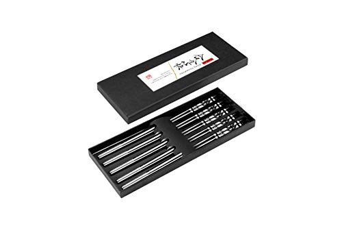 Hualan Metal Alloy Chopsticks Stainless Steel Non-Slip Design Chopstick Dishwasher Safe Chop Sticks Laser Engraved Dragon Pattern 5 Pairs Gift Set #TOP6