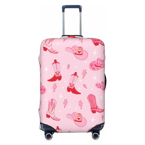 Retro pink Cowgirl boots hat Travel Luggage Covers - Elasticity Suitcase Covers Protector for Luggage 18-32 Inch