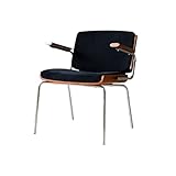 wpenshiDM125 Esszimmerstuhl Mid Century Esszimmerstühle mit Holzhandlauf, Samtgepolsterter Sessel, Moderne Küchenstühle for Schlafzimmer, Wohnzimmer, Esszimmer Stühle mit Rückenlehne(Schwarz)