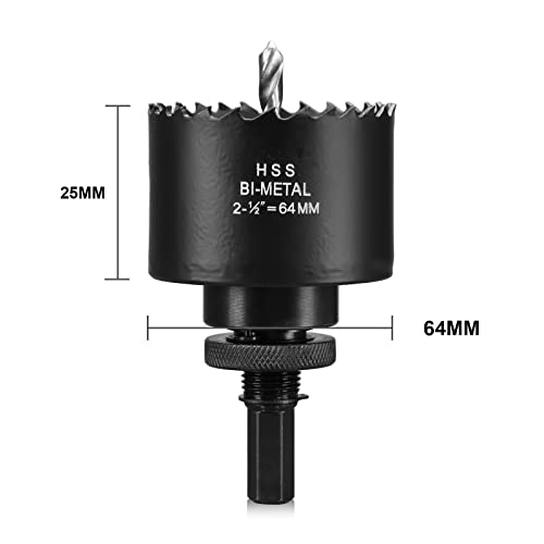 64mm HSS Hole Saw, M42 Bi-Metal Wood Hole Dill Bit, Round drill Cutter for Pipe Vent Plasterboard, Plastic and Copper - Image 3