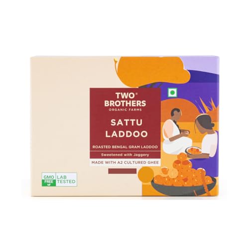 Image of TWO BROTHERS ORGANIC FARMS Sattu and Jaggery Laddu /Laddoo, Naturally Sweetened, Handrolled (350 Gm)
