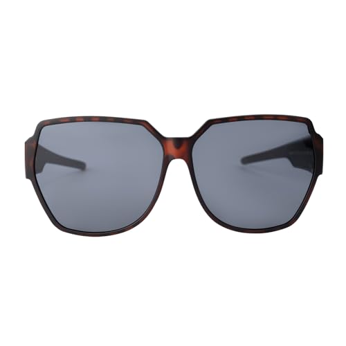 Polarized Fitover Sunglasses for Men and Women, Oversized Round Square Frame, Over-the-Glass (OTG) Design, UV400 Protection, Lightweight Frame, Tortoiseshell