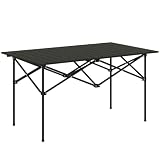 Outsunny Mesa Plegable Camping con Tapa Enrollable 95x55x50 cm Negro