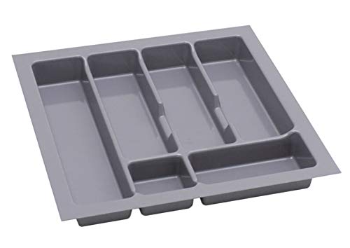 ALUSFERA Besteckkasten für Schubladen 50cm - Besteckeinsatz - Praktisch Schubladen Ordnungssystem - Besteckeinsatz für Schubladen - Schubladentrenner - Schubladen Organizer - 430x430mm Silber Cover